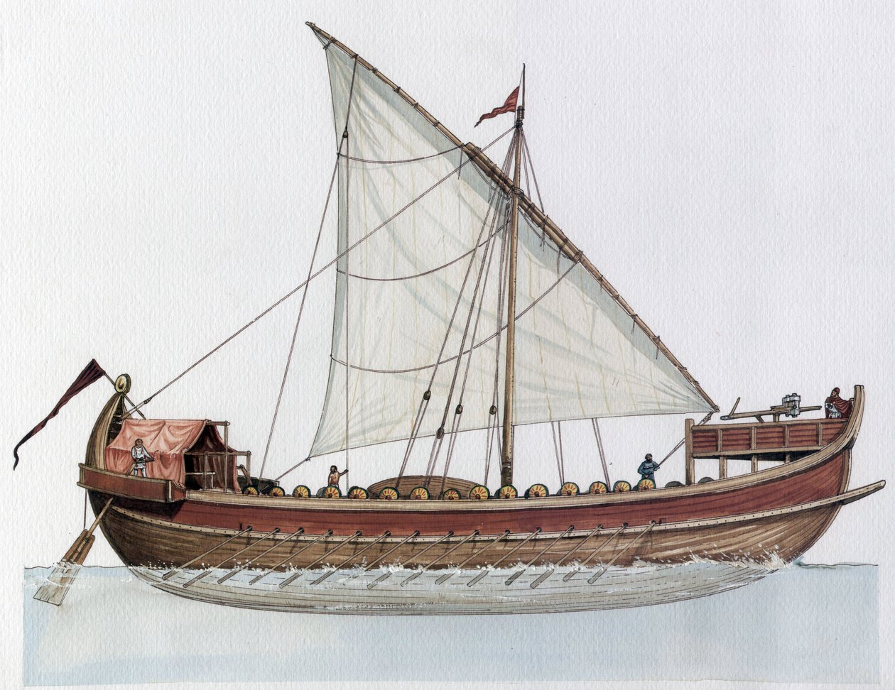 Byzantine Empire: Reconstruction of a Dromon, Warship, 9th-11th Century by Giorgio Albertini
