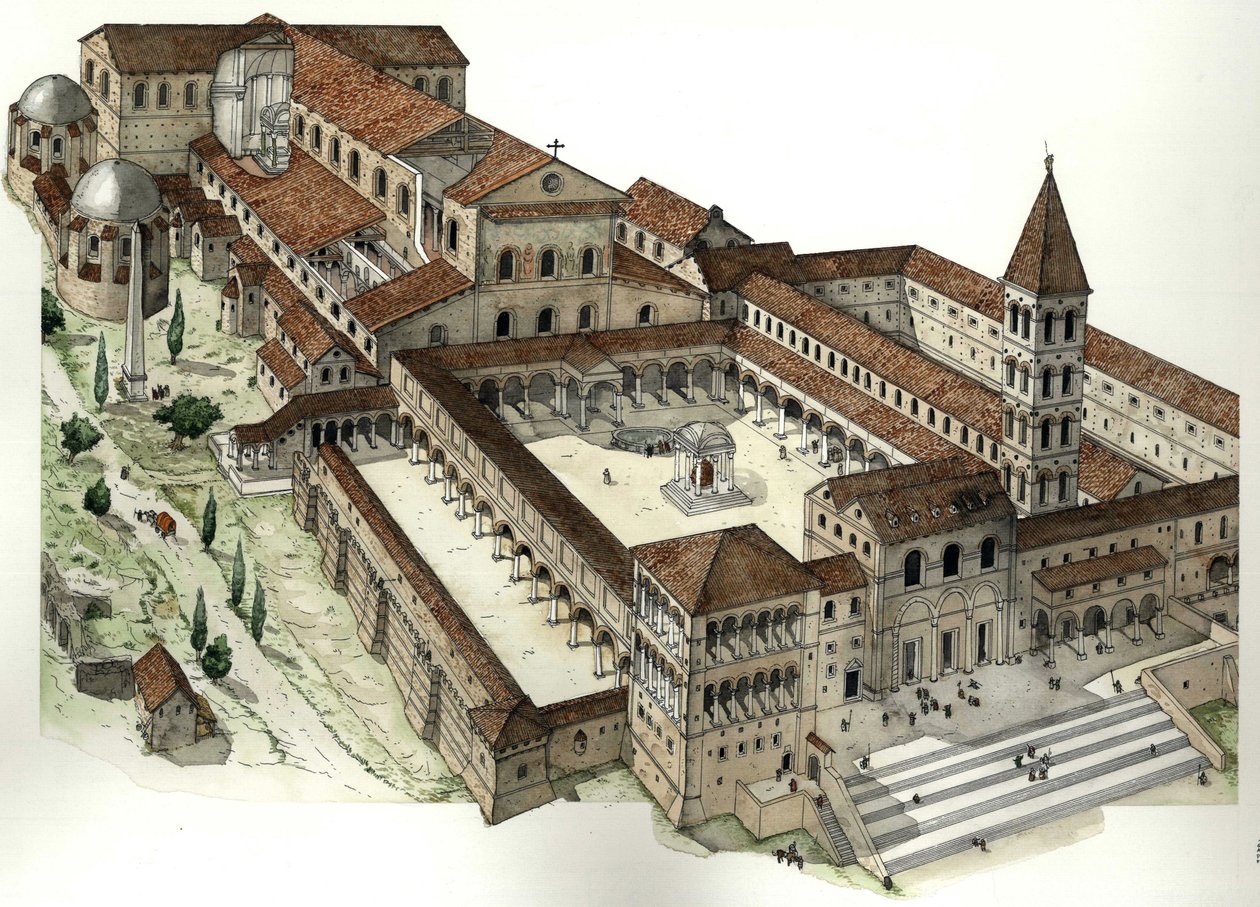 Middle Ages: Ancient Basilica of St. Peter in Rome, ca 1300, Rome Italy by Giorgio Albertini