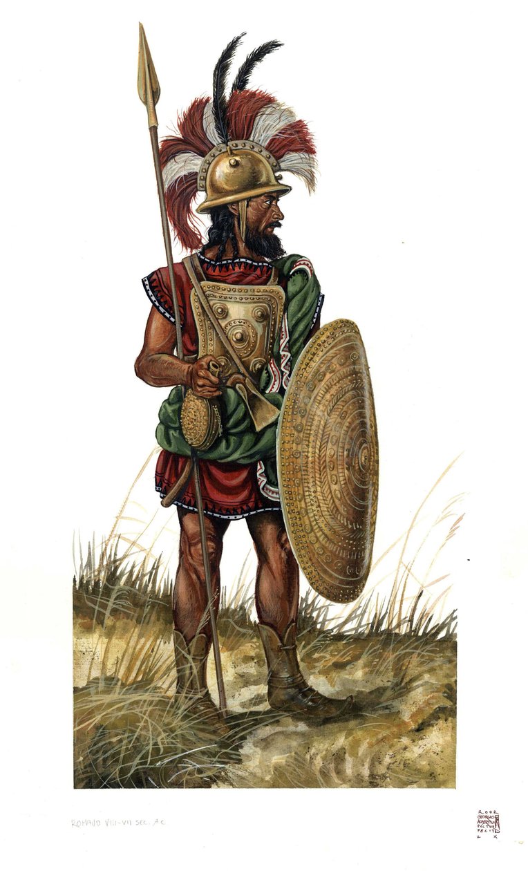 Roman antiquity: soldier of the Roman army of the 8th century BC. by Giorgio Albertini