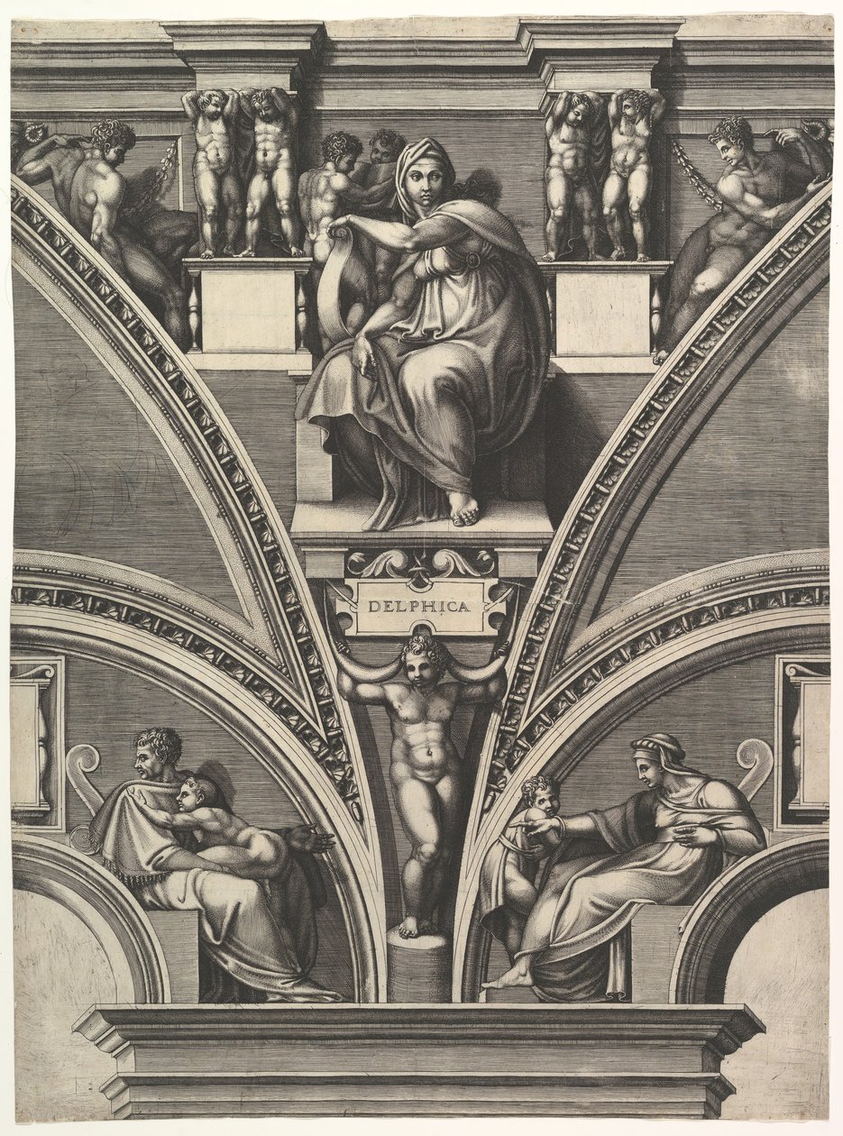 The Delphic Sibyl, from the series of Prophets and Sibyls in the Sistine Chapel by Giorgio Ghisi