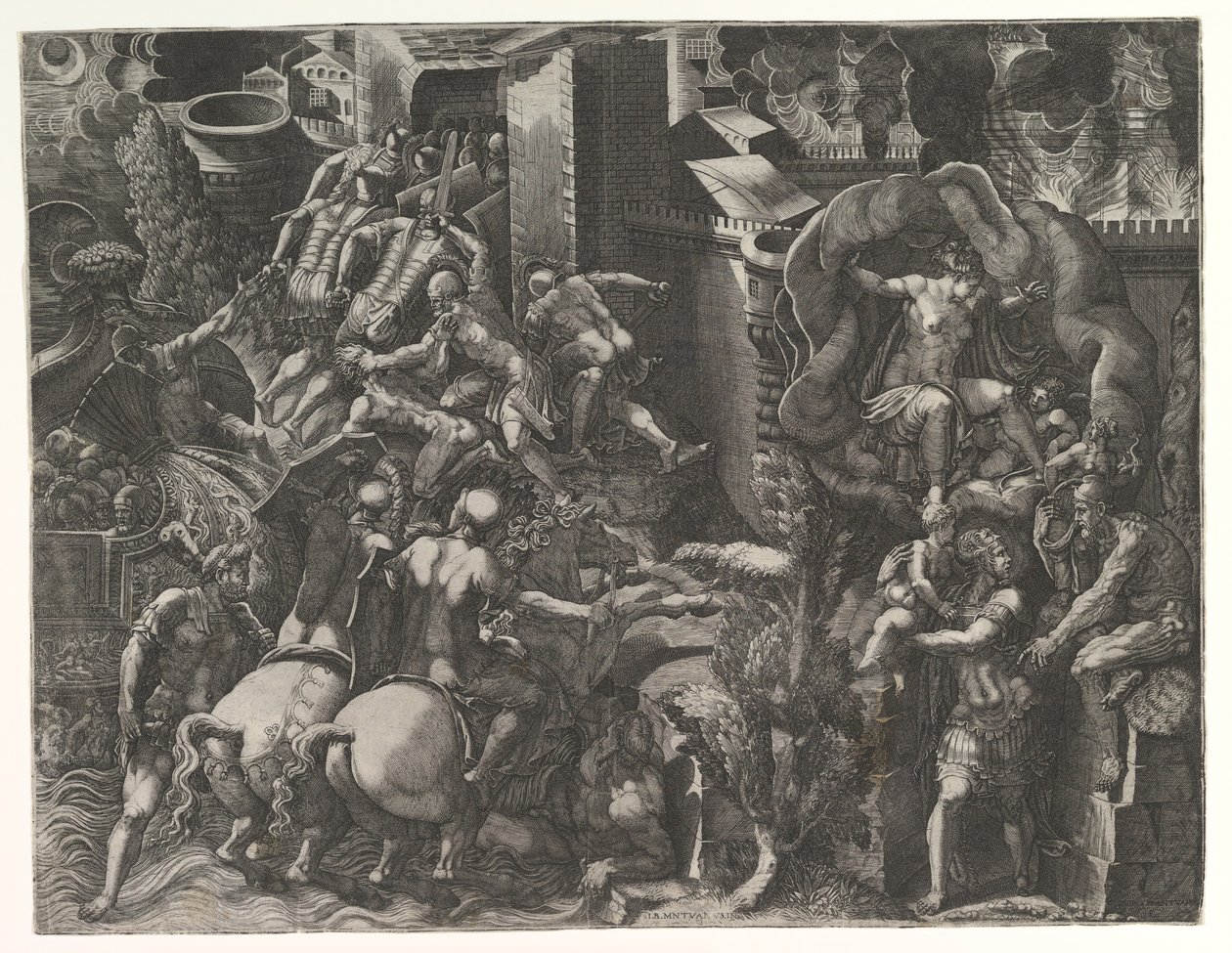 The Fall of Troy and Escape of Aeneas by Giorgio Ghisi