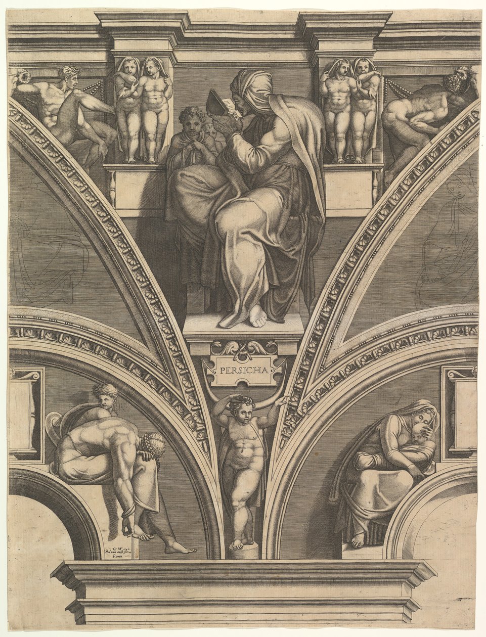 The Persian Sibyl, from the series of Prophets and Sibyls in the Sistine Chapel by Giorgio Ghisi