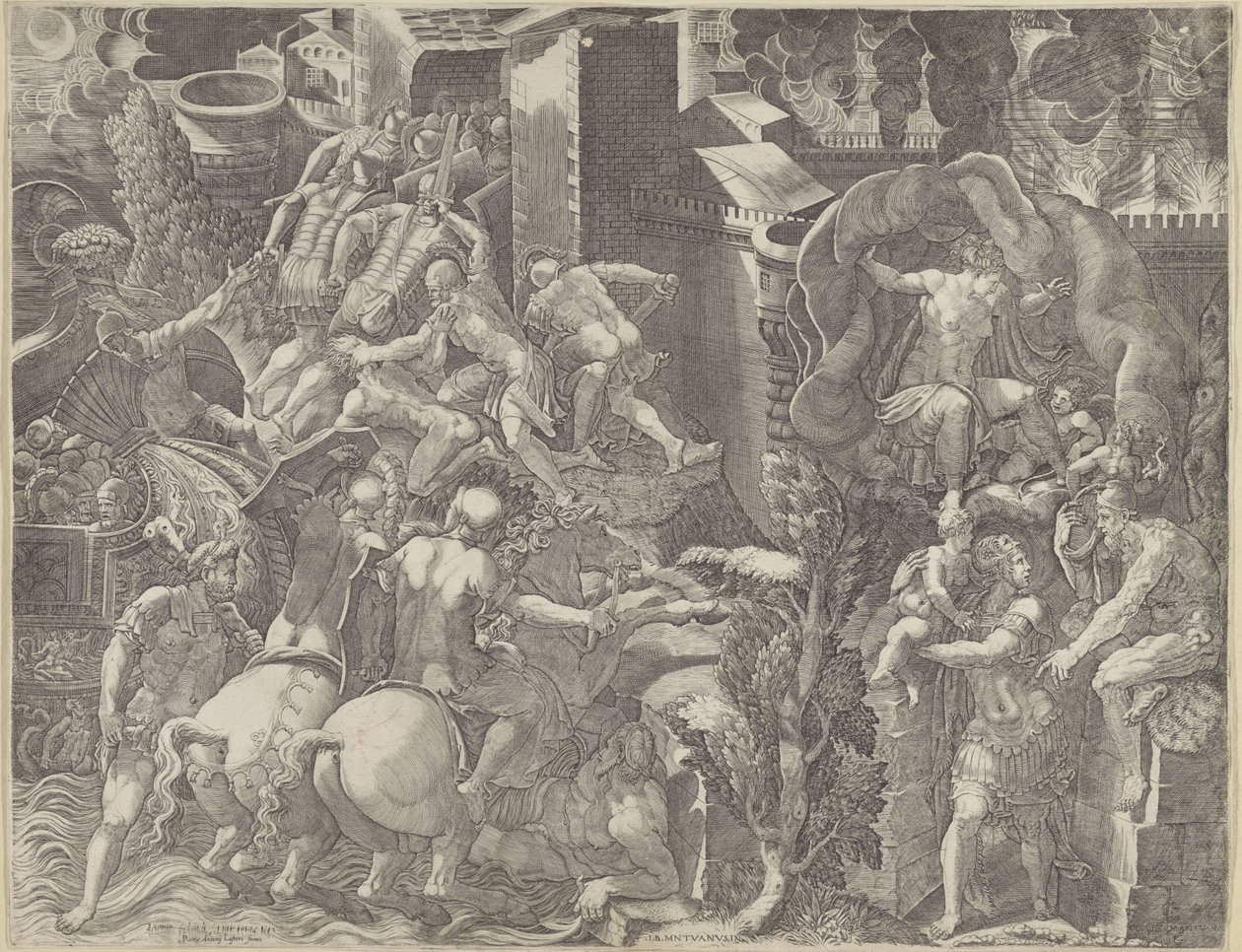 Fall of Troy and the Escape of Aeneas by Giorgio Ghisi