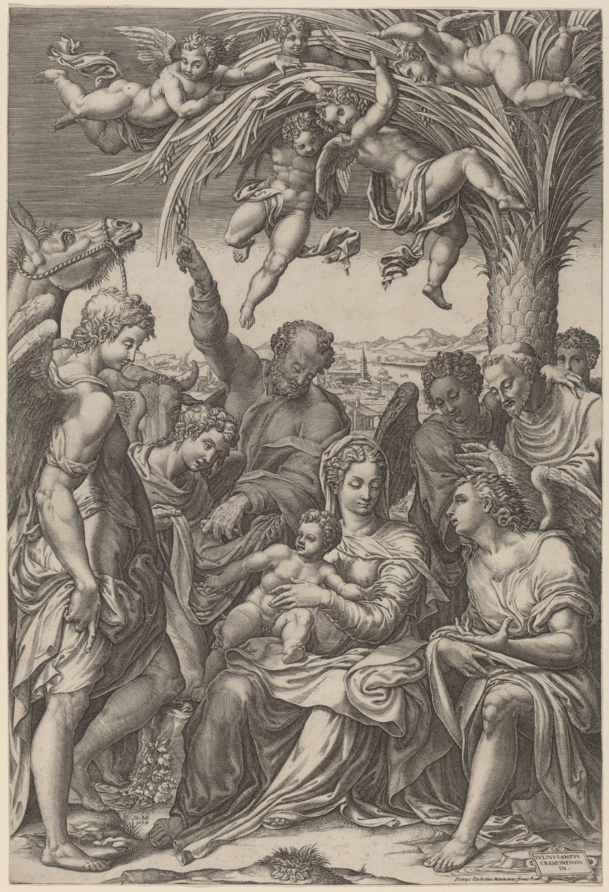 The Rest on the Flight into Egypt by Giorgio Ghisi after Giulio Campi