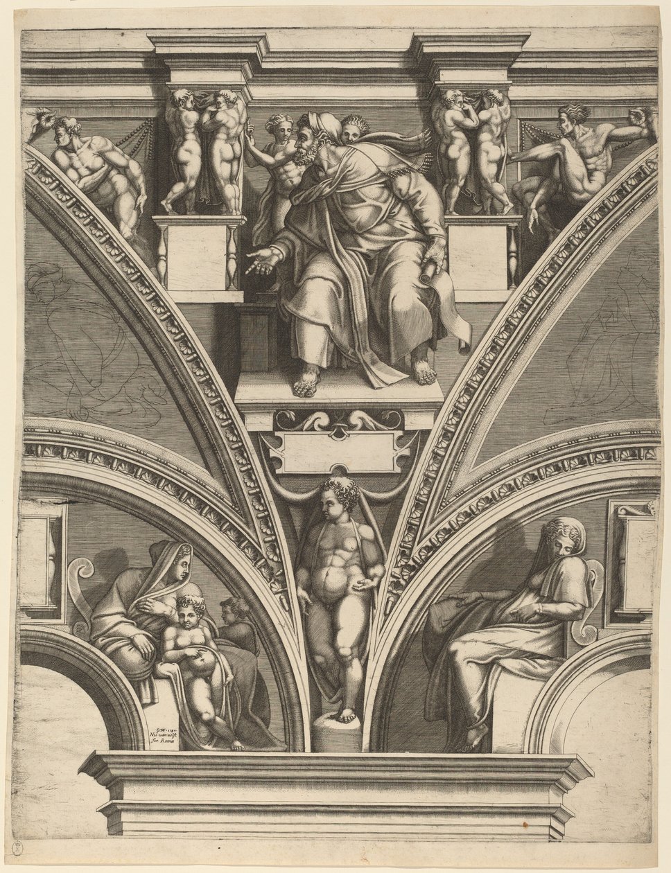 The Prophet Ezekiel by Giorgio Ghisi after Michelangelo