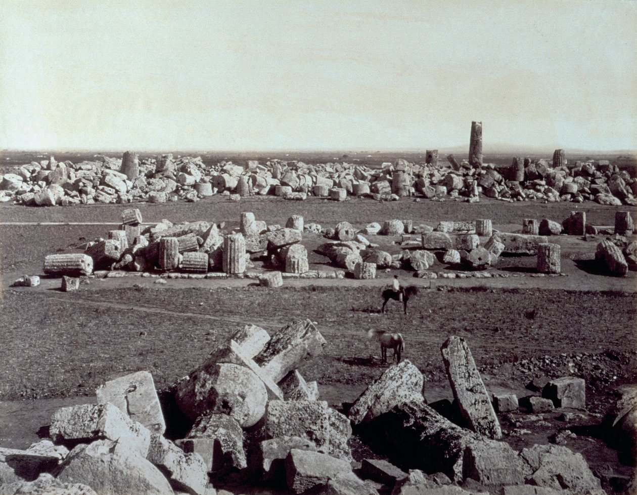 Panorama of the Remains of the Temple of Minerva and the Temple of Apollo in Selinunte by Giorgio Sommer