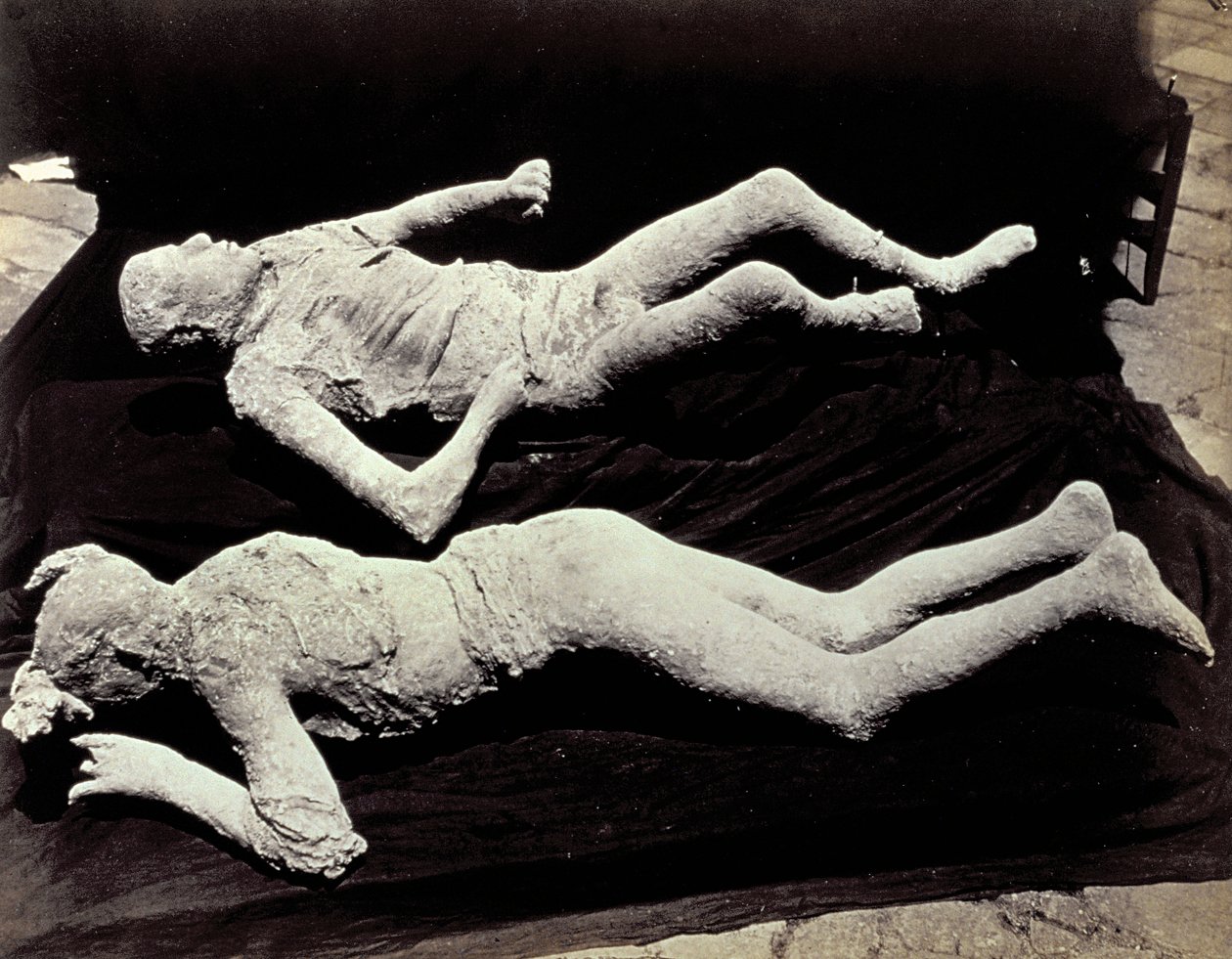 Two Casts of Human Figures from the Excavations of Pompeii by Giorgio Sommer