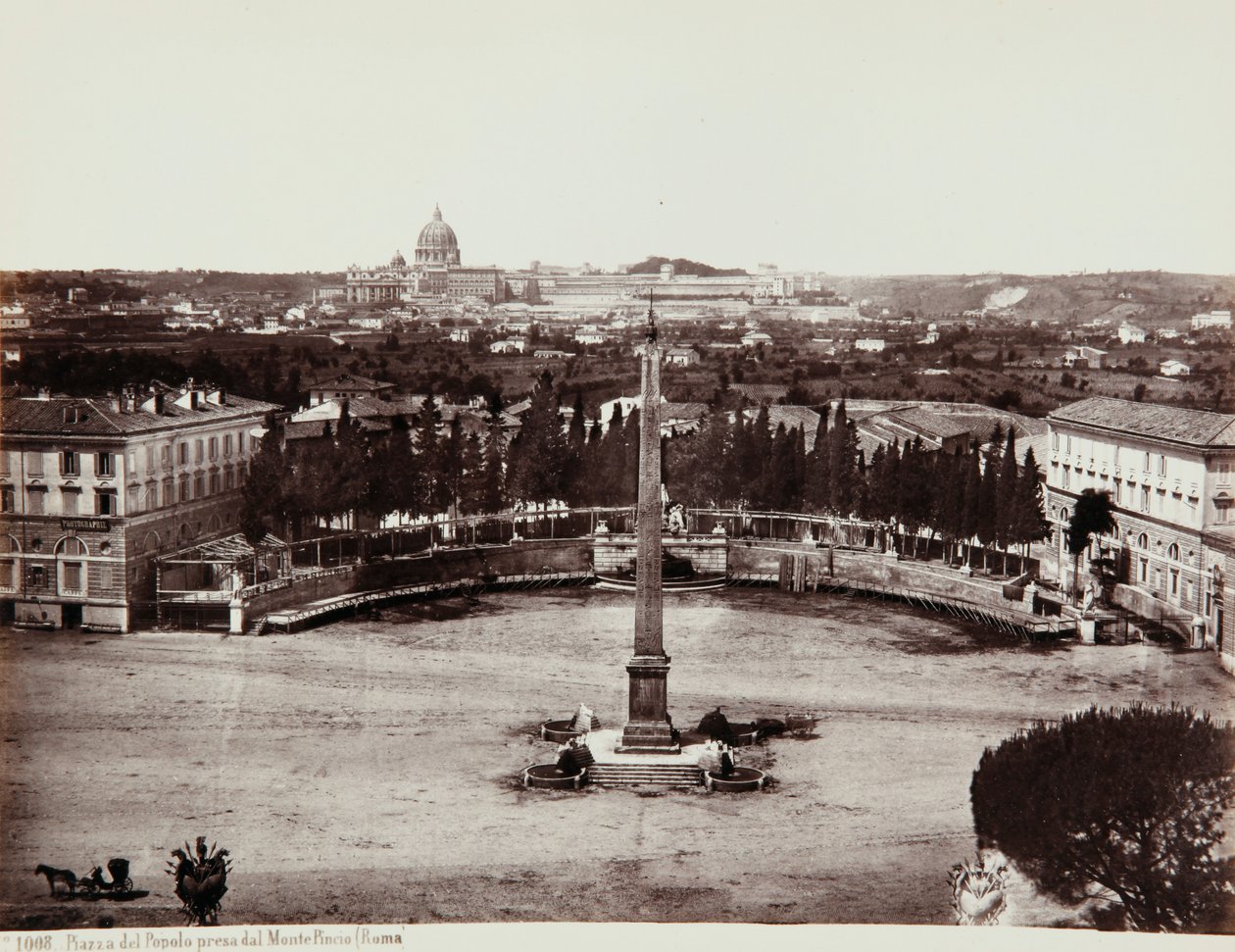 View of Piazza del Popolo from Pincio, Rome by Giorgio Sommer