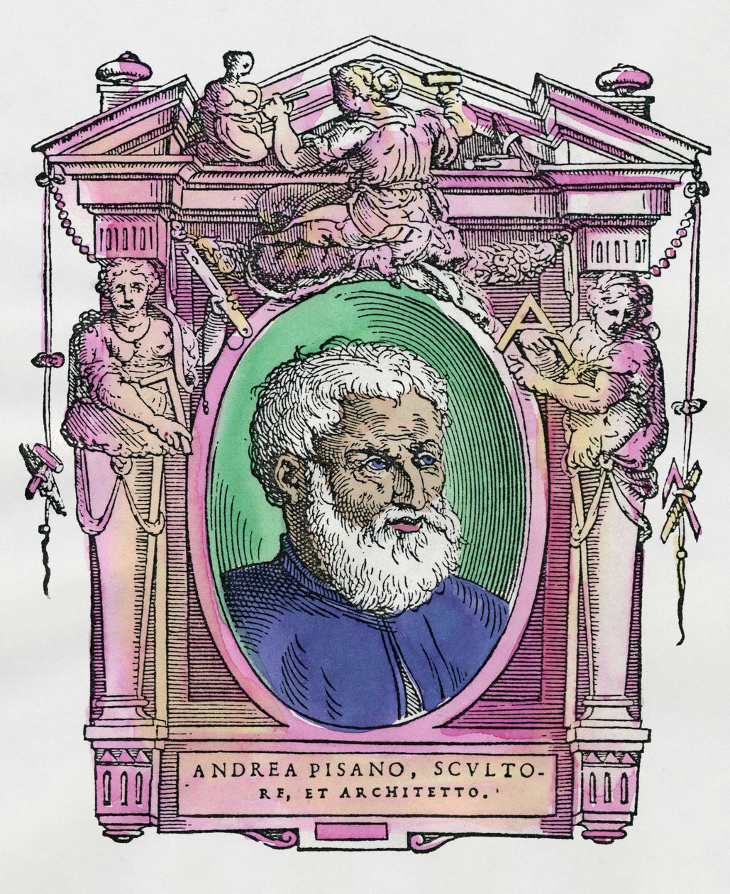 Portrait of Andrea Pisano, engraving from Lives of the Most Excellent Painters, Sculptors and Architects by Giorgio Vasari by Giorgio Vasari