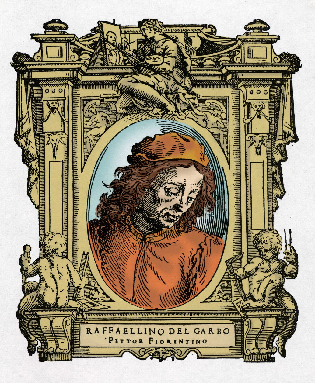 Portrait of Raffaellino del Garbo, engraving from Lives of the Most Excellent Painters, Sculptors and Architects by Giorgio Vasari by Giorgio Vasari