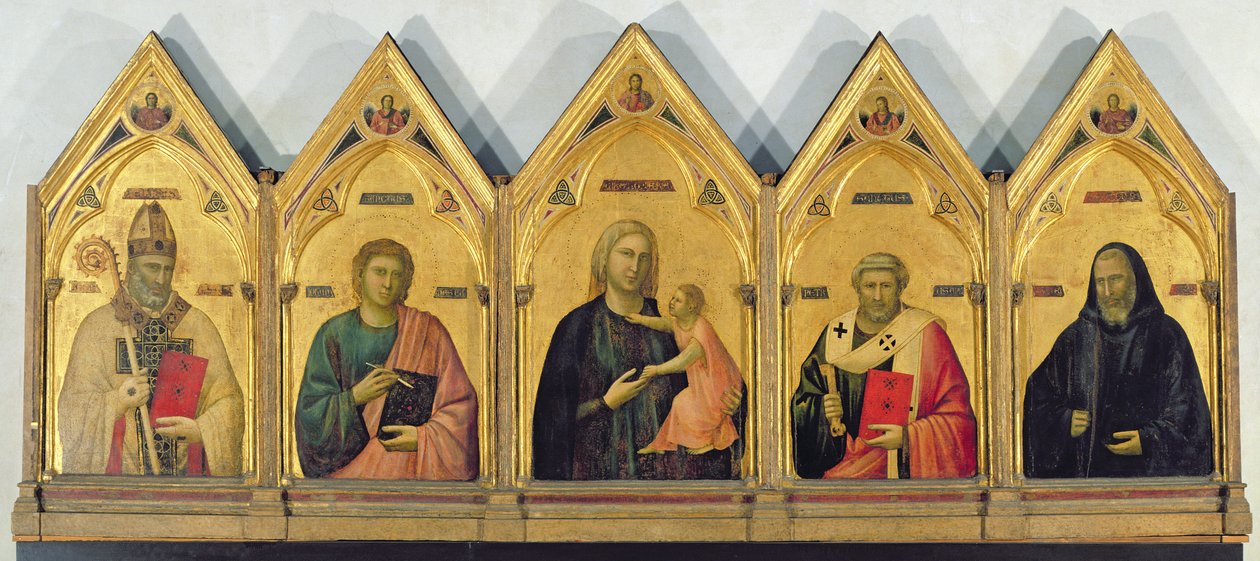 The Badia Altarpiece with Madonna and Saints, c.1301 by Giotto di Bondone