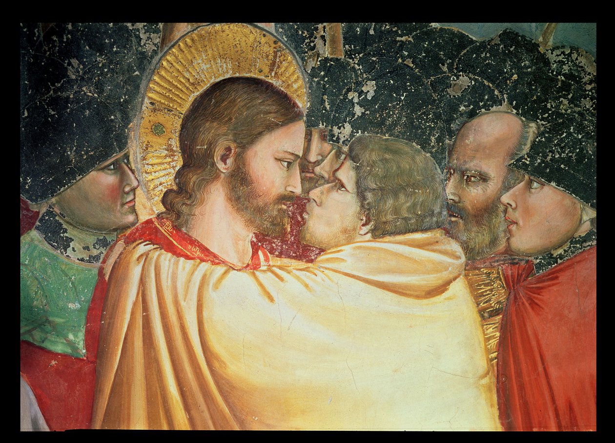 The Betrayal of Christ, (detail) of the kiss by Giotto di Bondone