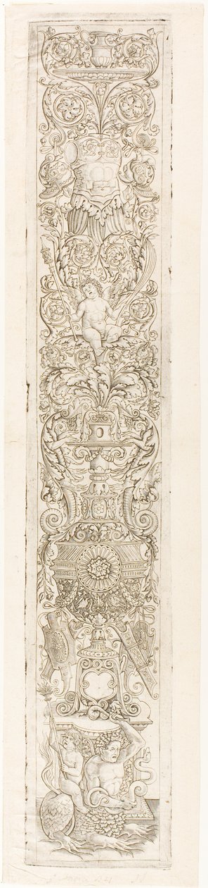 Triton Ridden by a Child, plate one of Twelve Ornament Panels by Giovan Pietro Birago
