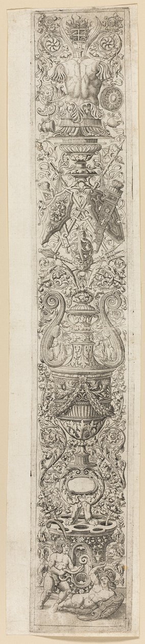 Two Children Wearing Helmets, Plate Three of Twelve Ornament Panels by Giovan Pietro Birago