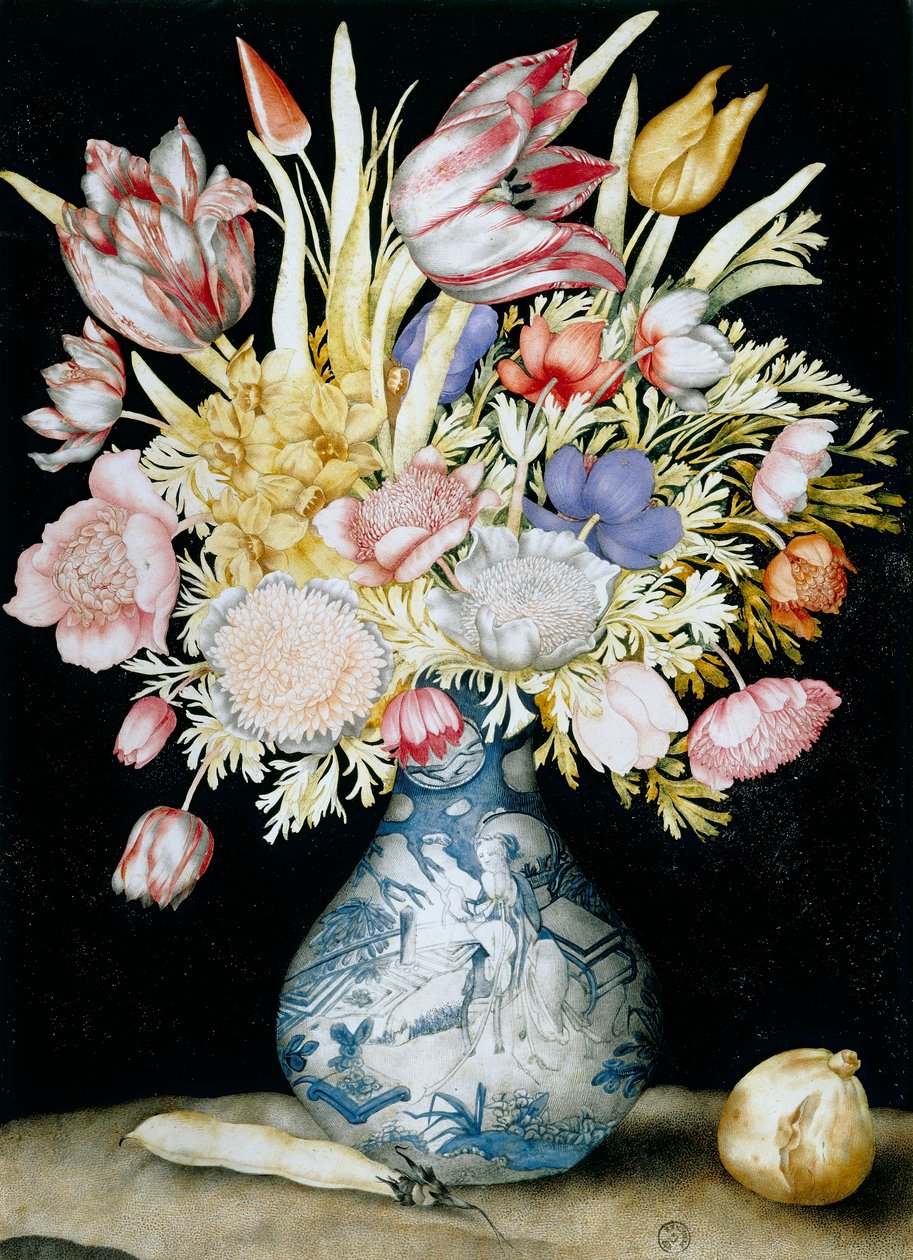 Vase of Chinese Porcelain with a Bunch of Flowers by Giovanna Garzoni