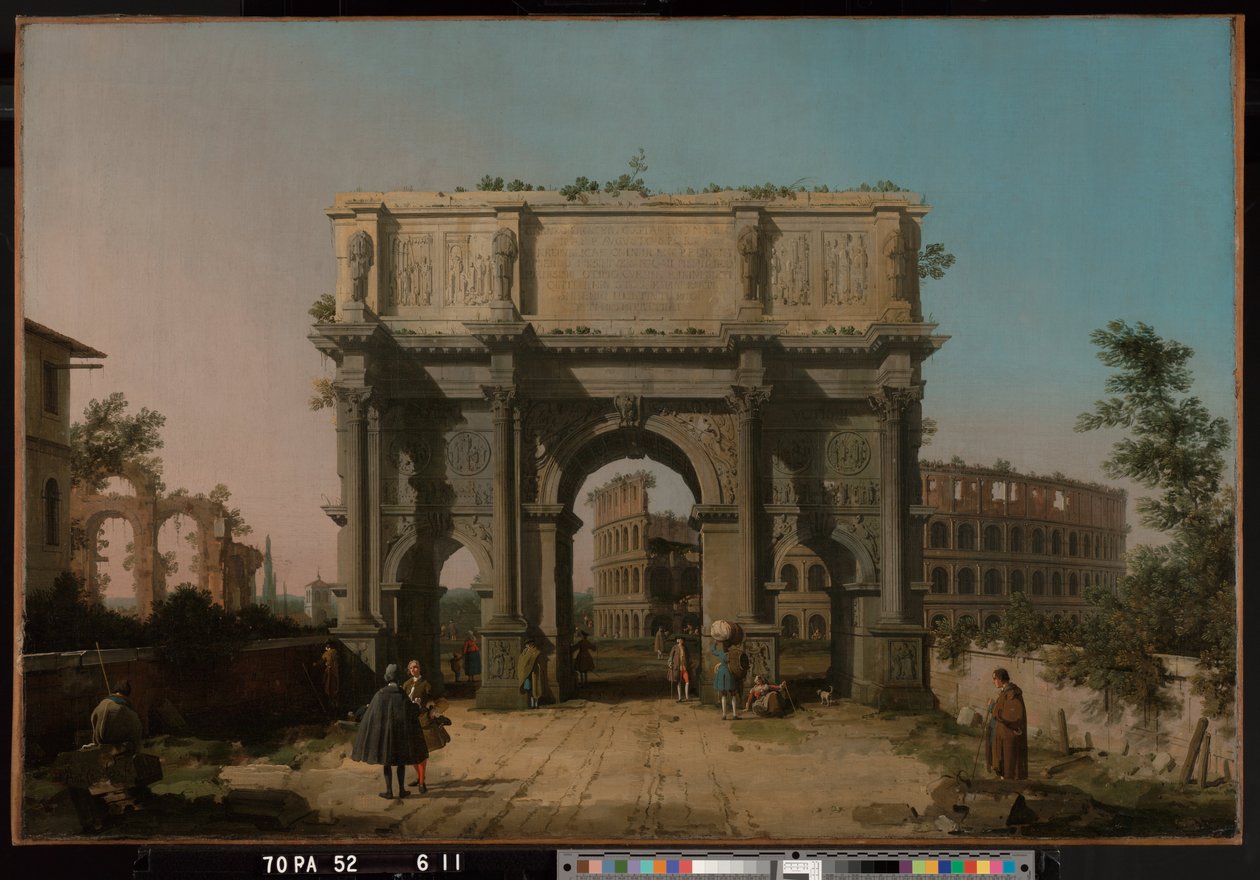 View of the Arch of Constantine with the Colosseum by Giovanni Antonio Canal