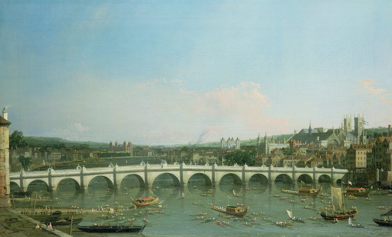 Westminster Bridge from the North with Lambeth Palace in Distance by Giovanni Antonio Canal