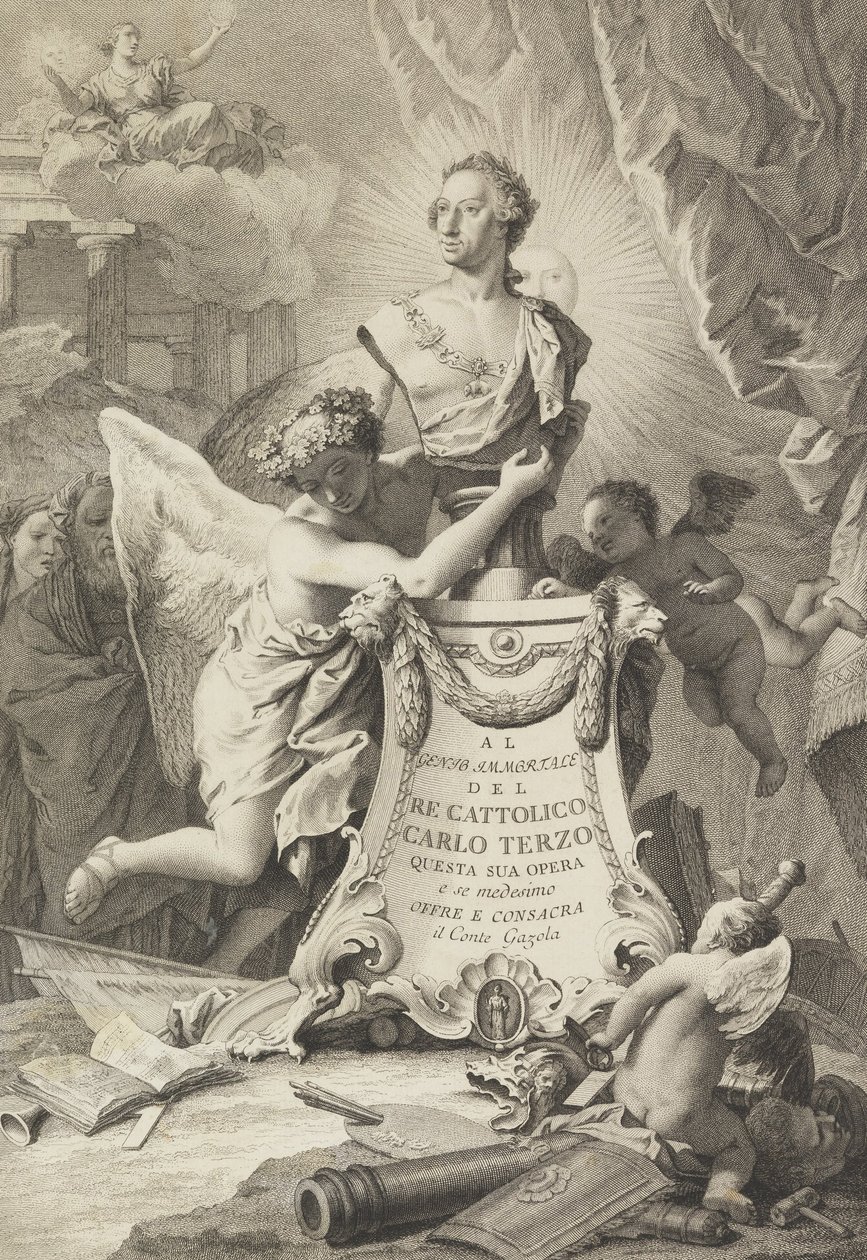 Dedication Page to Charles III of Spain and the Two Sicilies, frontispiece for Paolantonio Paoli, Rome by Giovanni Battista Tiepolo