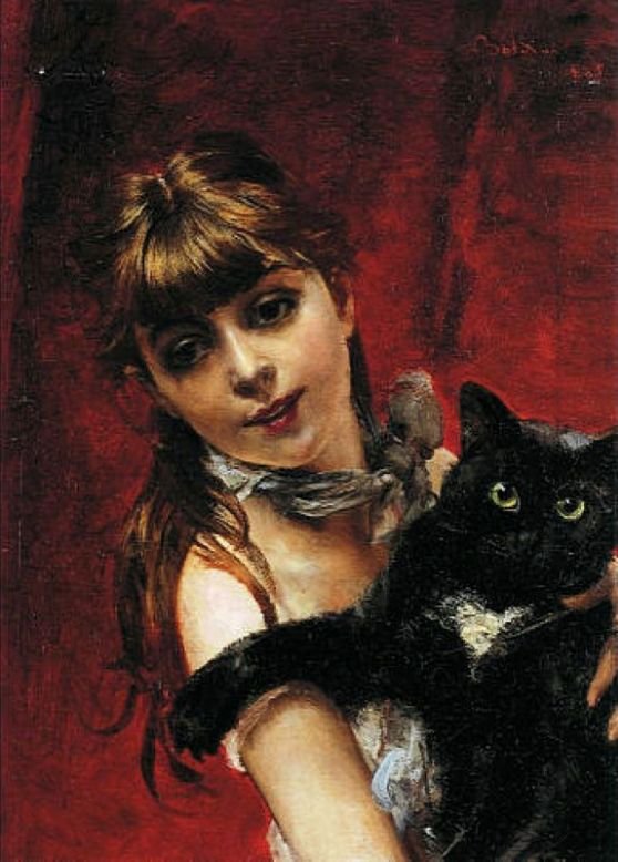 Girl with a Black Cat by Giovanni Boldini