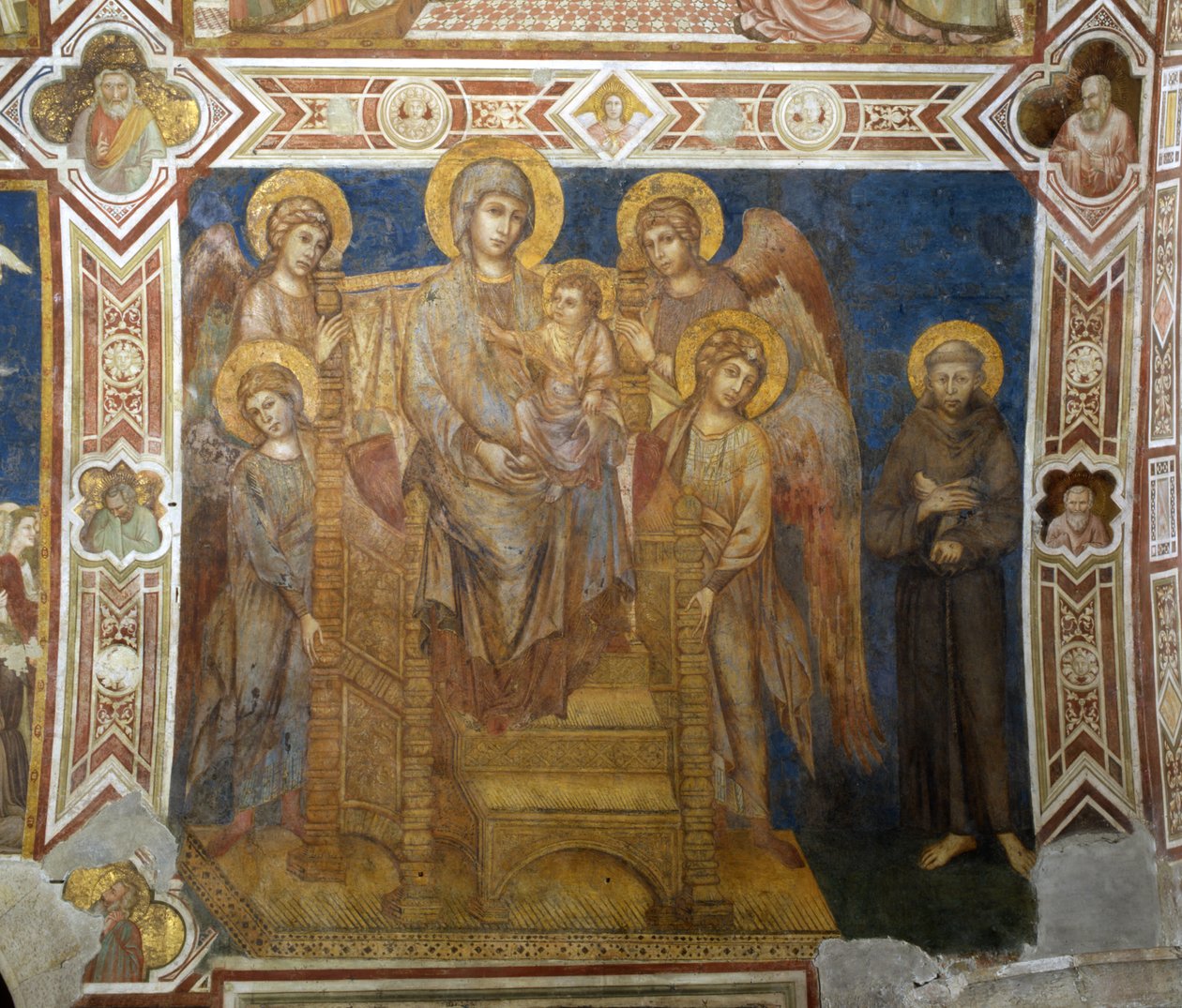 Madonna and Child Enthroned with Angels and St Francis of Assisi by Giovanni Cimabue