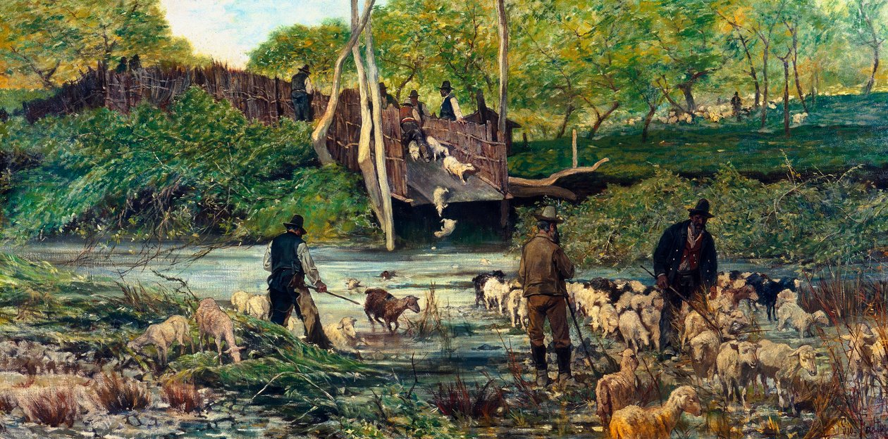 Sheep Jumping by Giovanni Fattori
