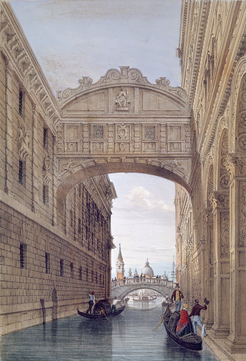 The Bridge of Sighs, Venice, engraved by Lefevre by Giovanni Pividor