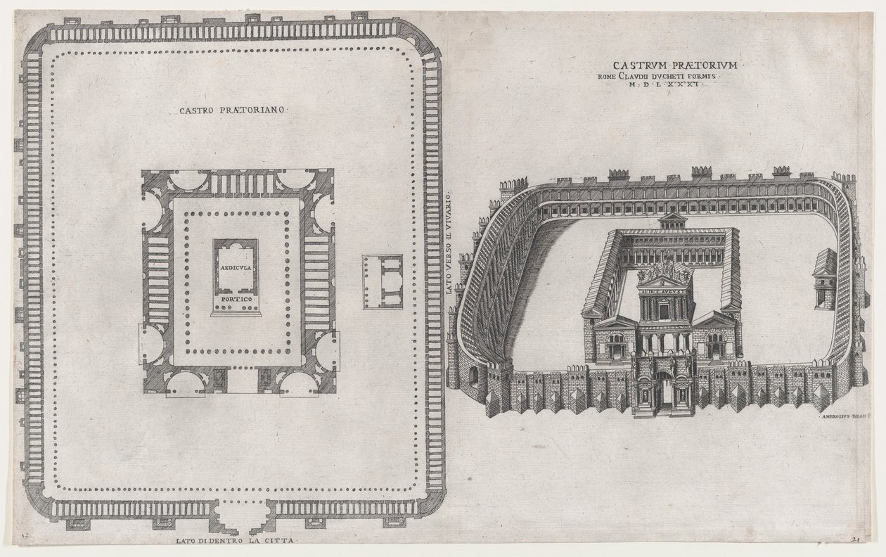 Speculum Romanae Magnificentiae: Castrum Praetorium, 1581 by Giovanni Ambrogio Brambilla