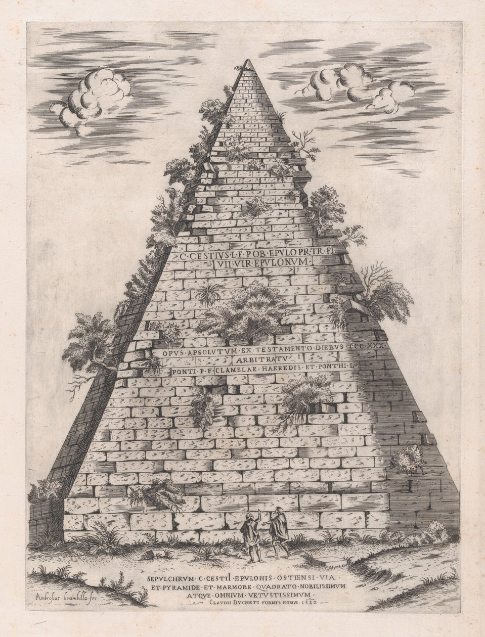 Speculum Romanae Magnificentiae: Pyramid of Caius Cestius, 1582 by Giovanni Ambrogio Brambilla