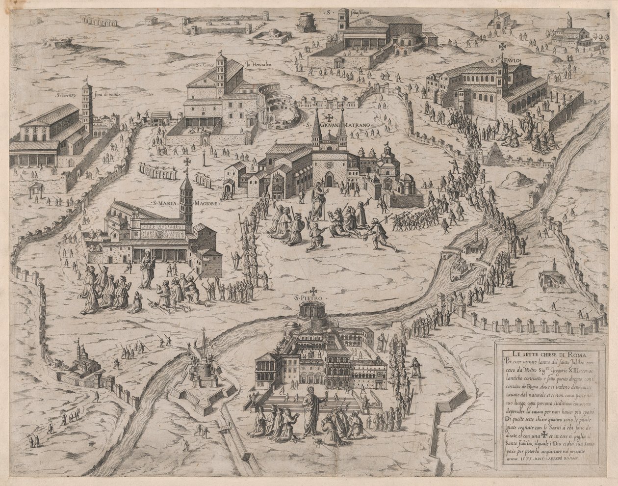 The Seven Churches of Rome, 1575 by Giovanni Ambrogio Brambilla.