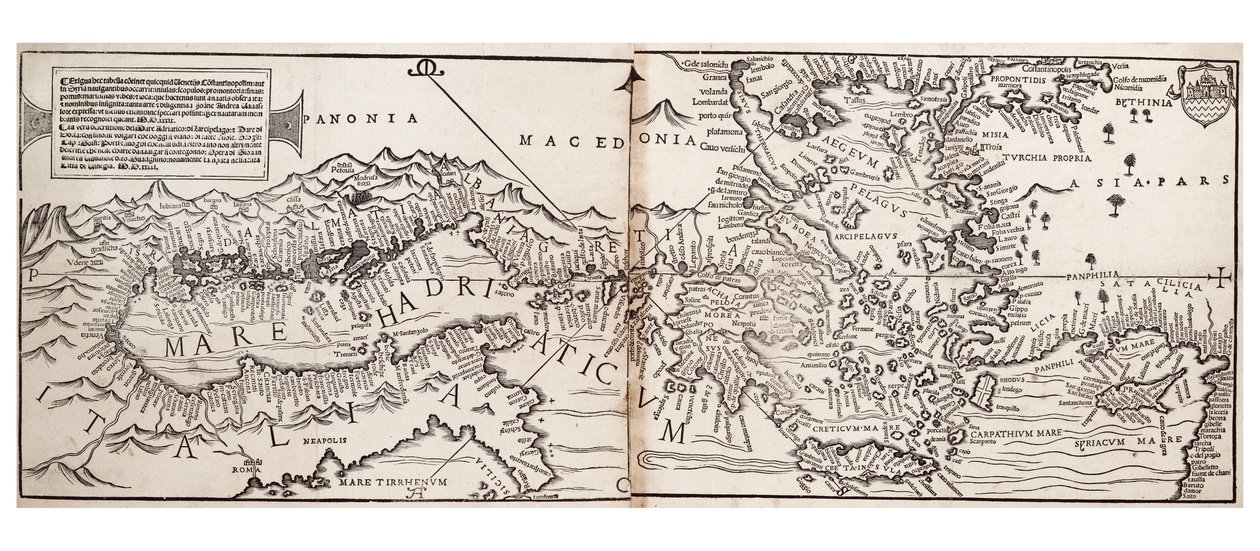Vavassore Chart of the Mediterranean Sea, Believed to Be the Earliest Surviving Printed Chart by Giovanni Andrea Vavassore