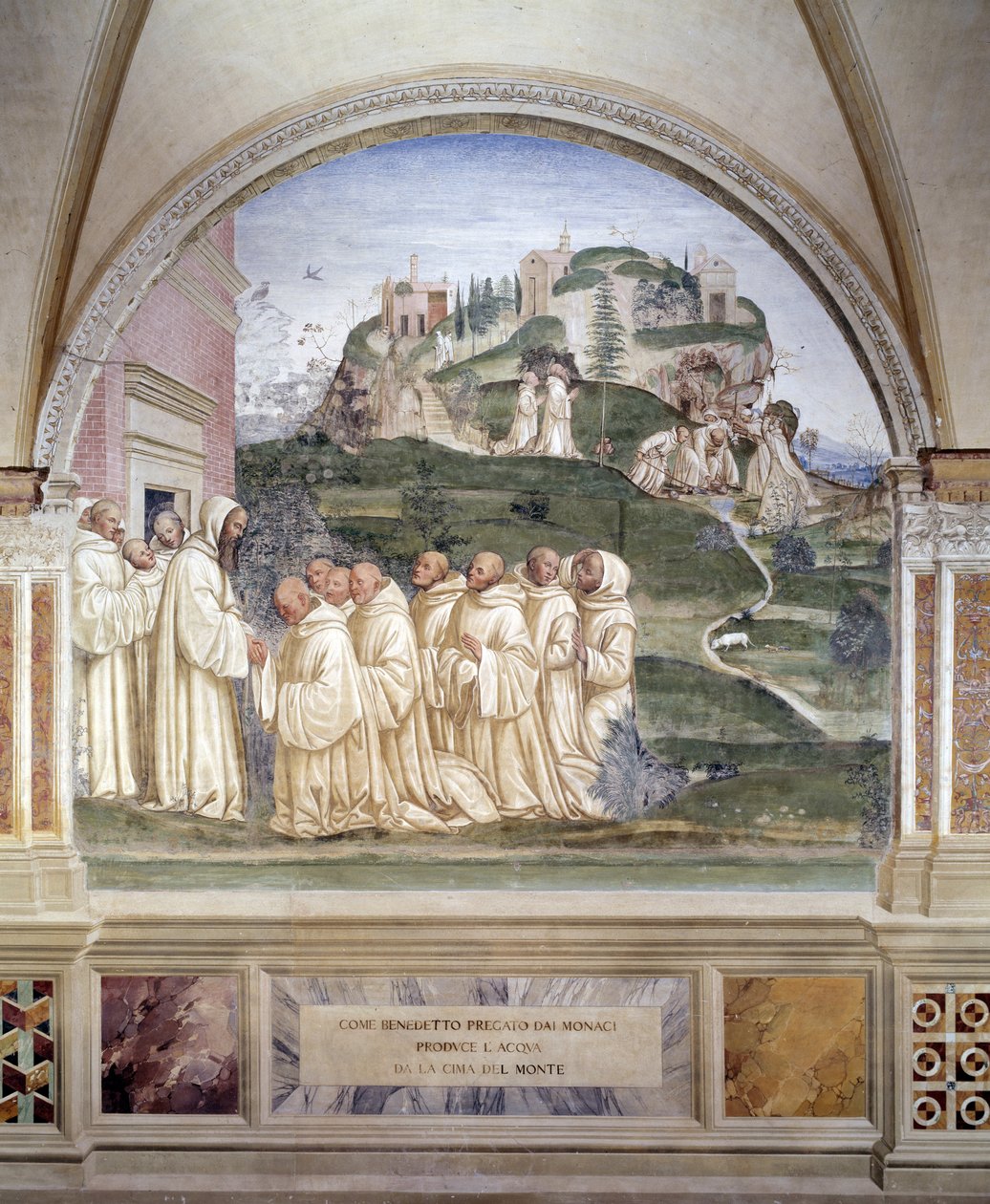 Benedict sparked a source at the top of the mountain (fresco) by Giovanni Antonio Bazzi Sodoma
