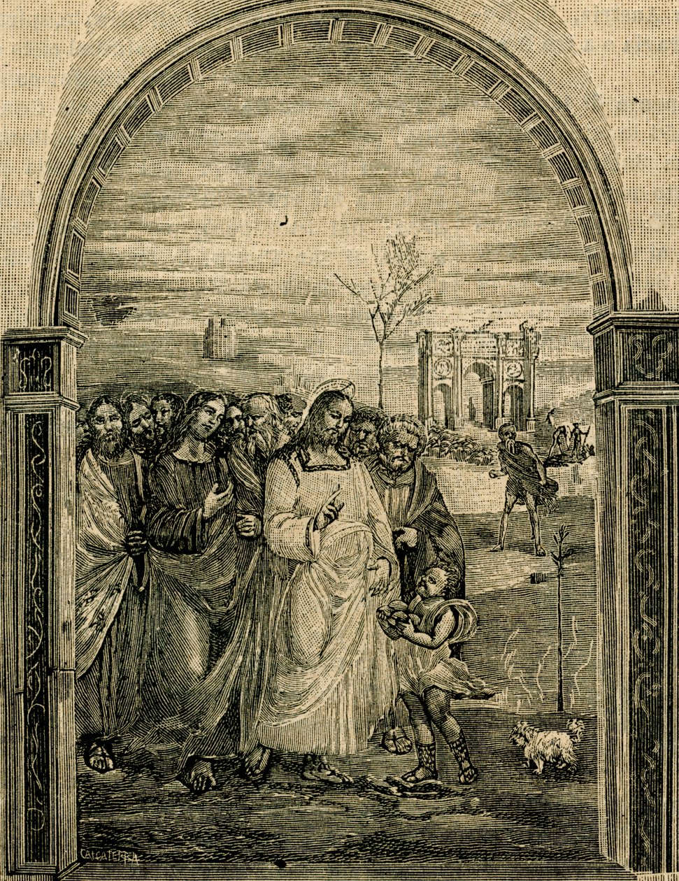Multiplication of Loaves and Fish, fresco by Sodoma, Refectory of Sant