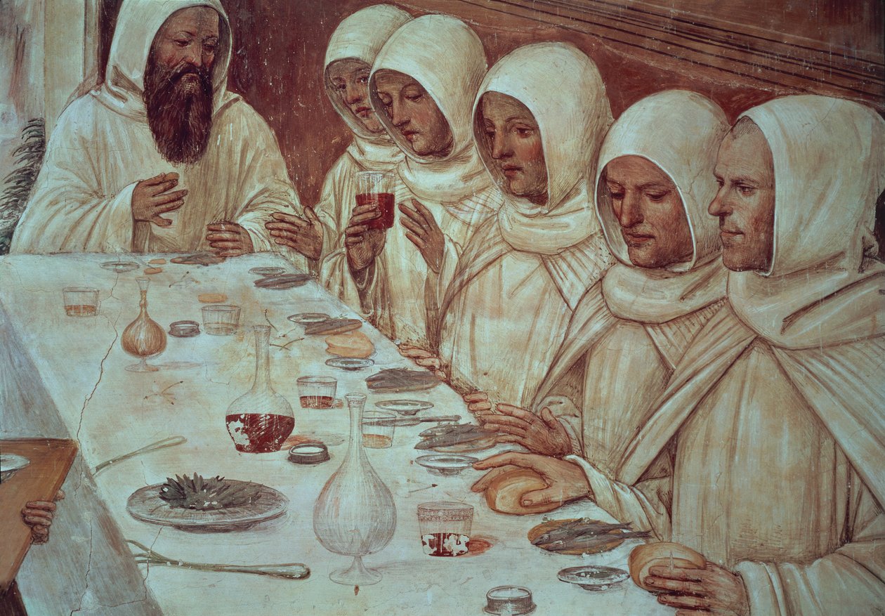 St Benedict having obtained ample flour and fed the monks (detail) by Giovanni Antonio Bazzi Sodoma