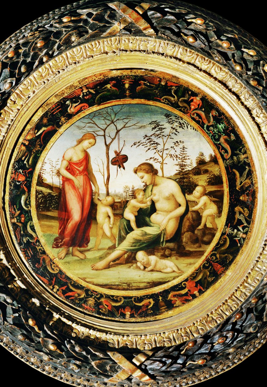 Earthly Venus with Eros and Celestial Venus with Anteros and two cupids by Giovanni Antonio Bazzi Sodoma