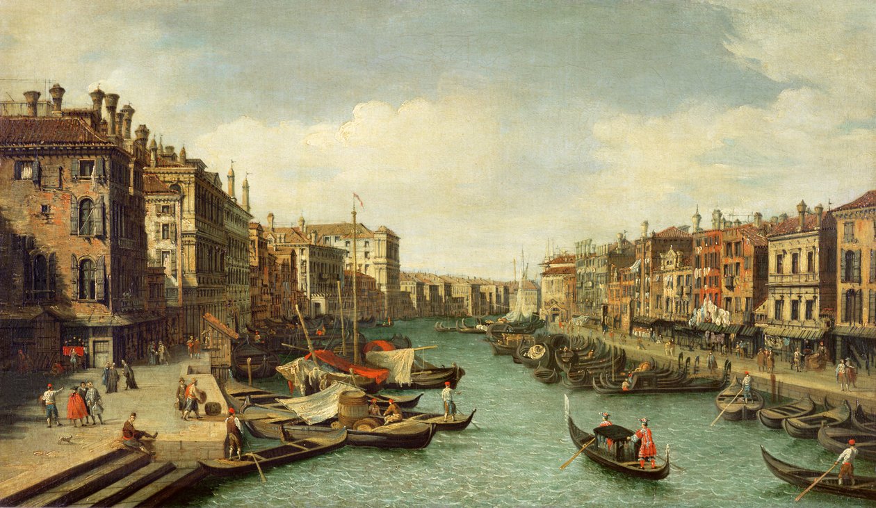 The Grand Canal near the Rialto Bridge, Venice by Giovanni Antonio Canal