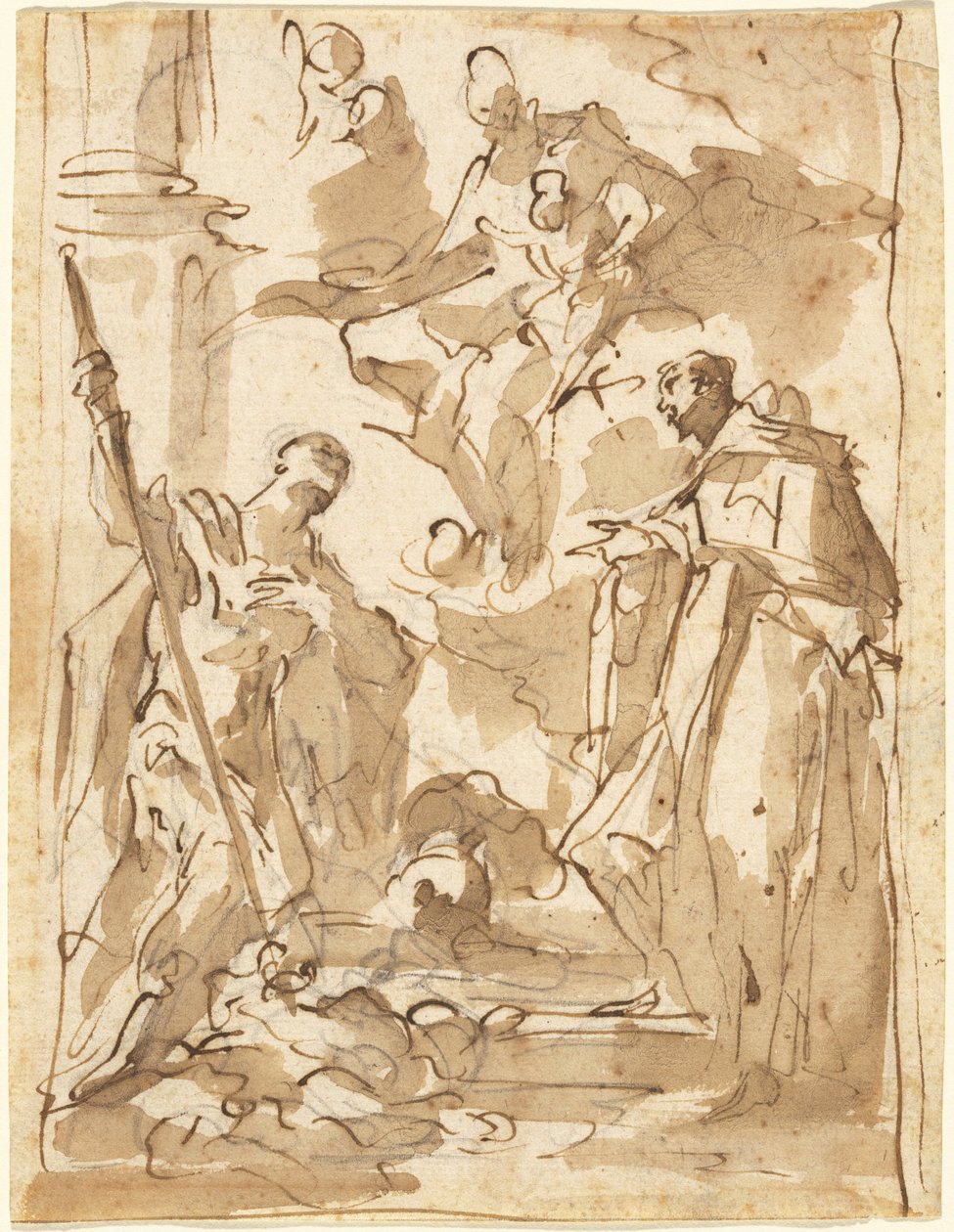 The Madonna and Child in Glory with Saint Theodore and a Monastic Saint by Giovanni Antonio Pellegrini
