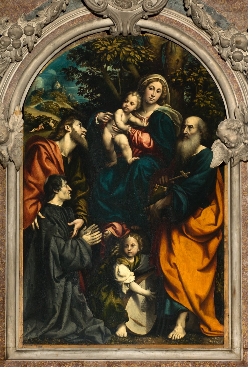 Altar of Saint Catherine, Madonna and Child Between Saints Philip and James and the Donor Giacomo Schizzi by Giovanni Antonio Pordenone