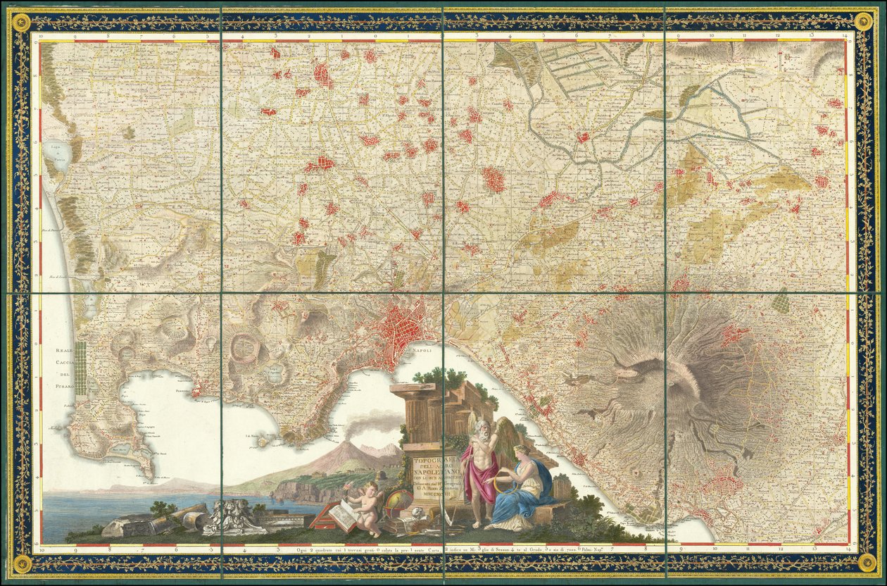 1793 map of the environs of Naples by Giovanni Antonio Rizzi Zannoni