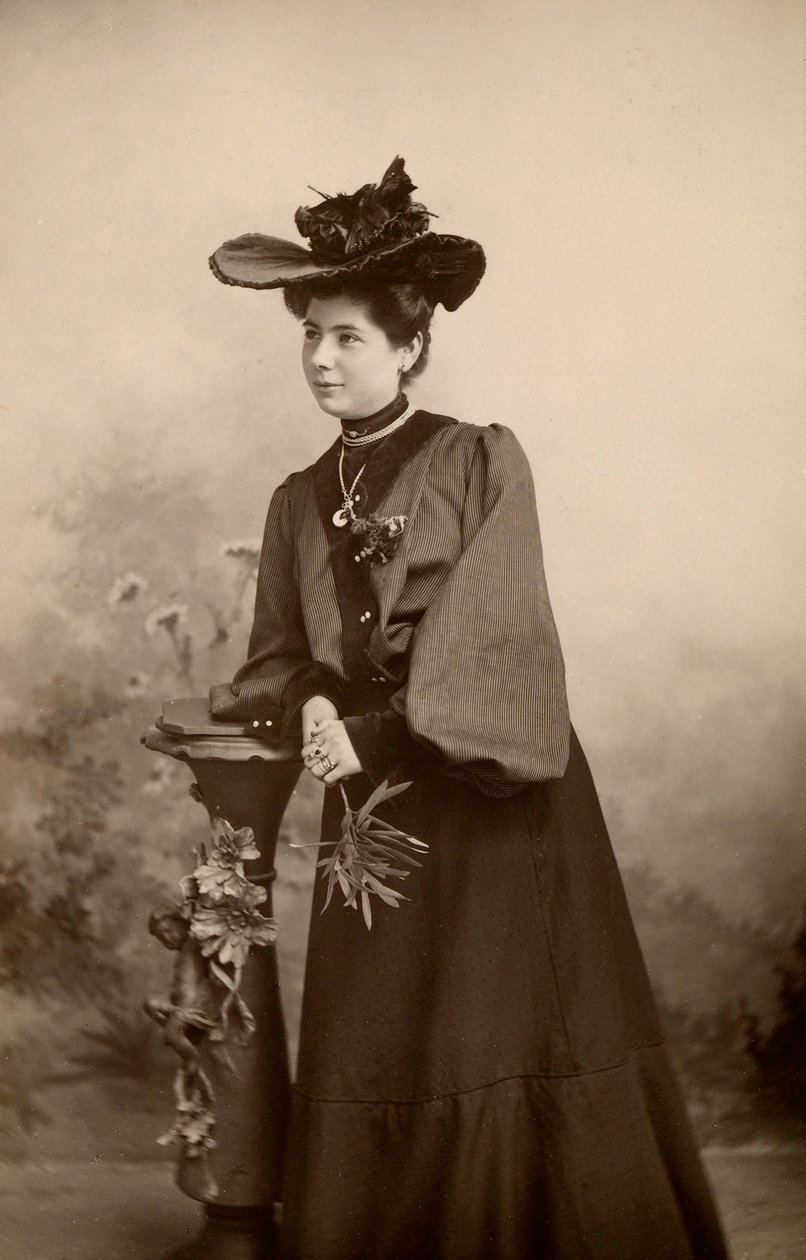 Portrait of Elegant Lady with Hat by Phillipe de Marlier