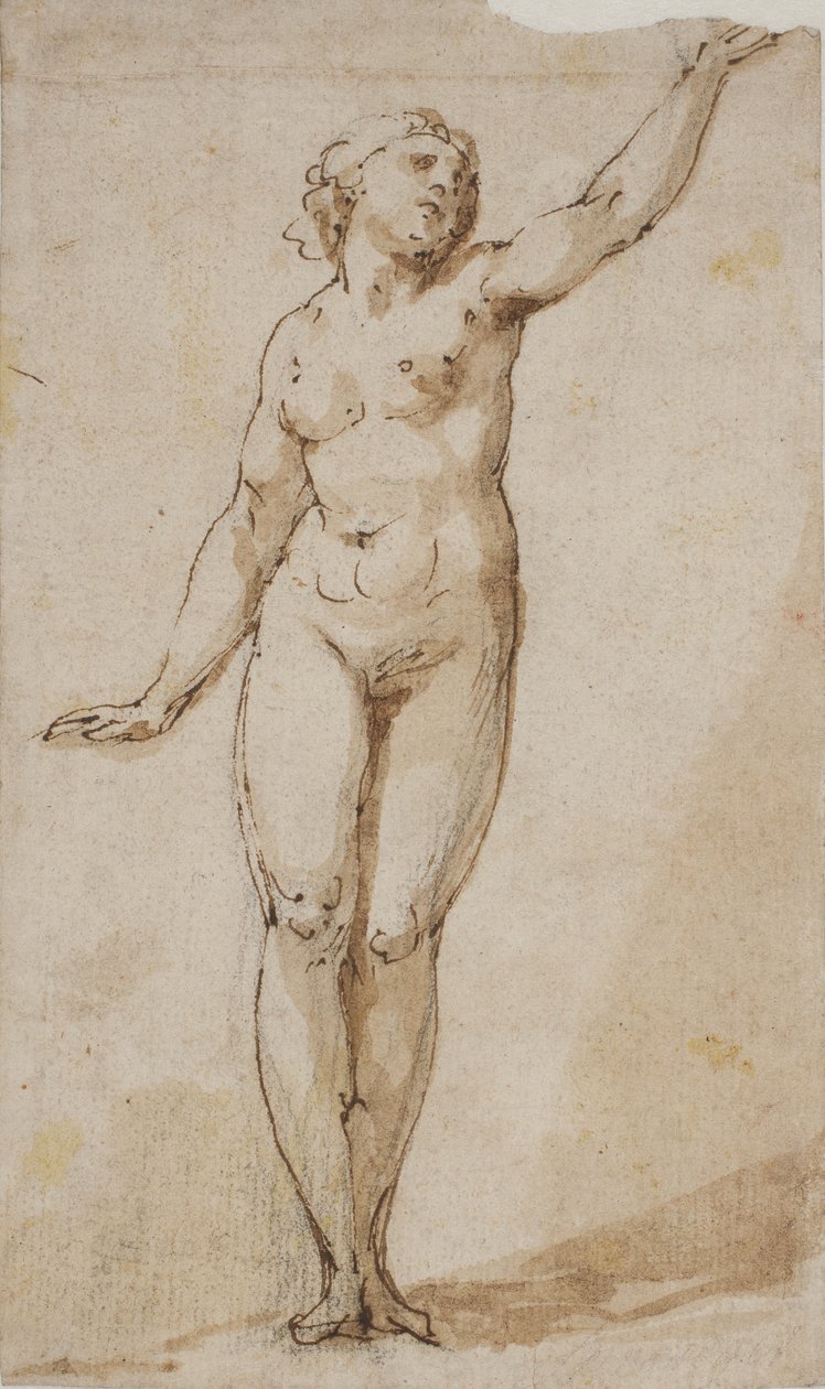 Standing Nude Woman Raising Her Left Arm by Giovanni Baglione