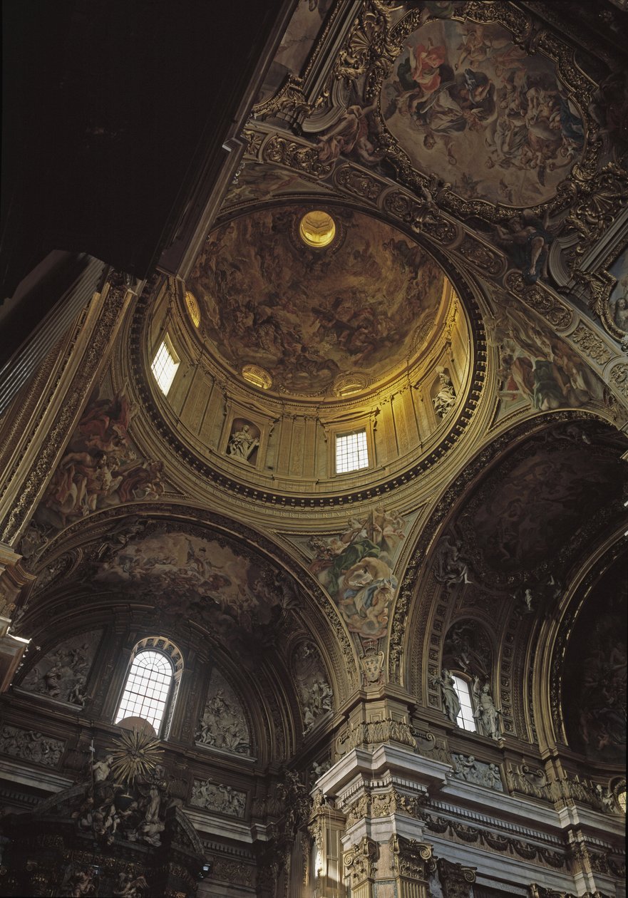 View of the dome and fresco by Baciccia, Church of Gesu in Rome by Giovanni Battista  Gaulli