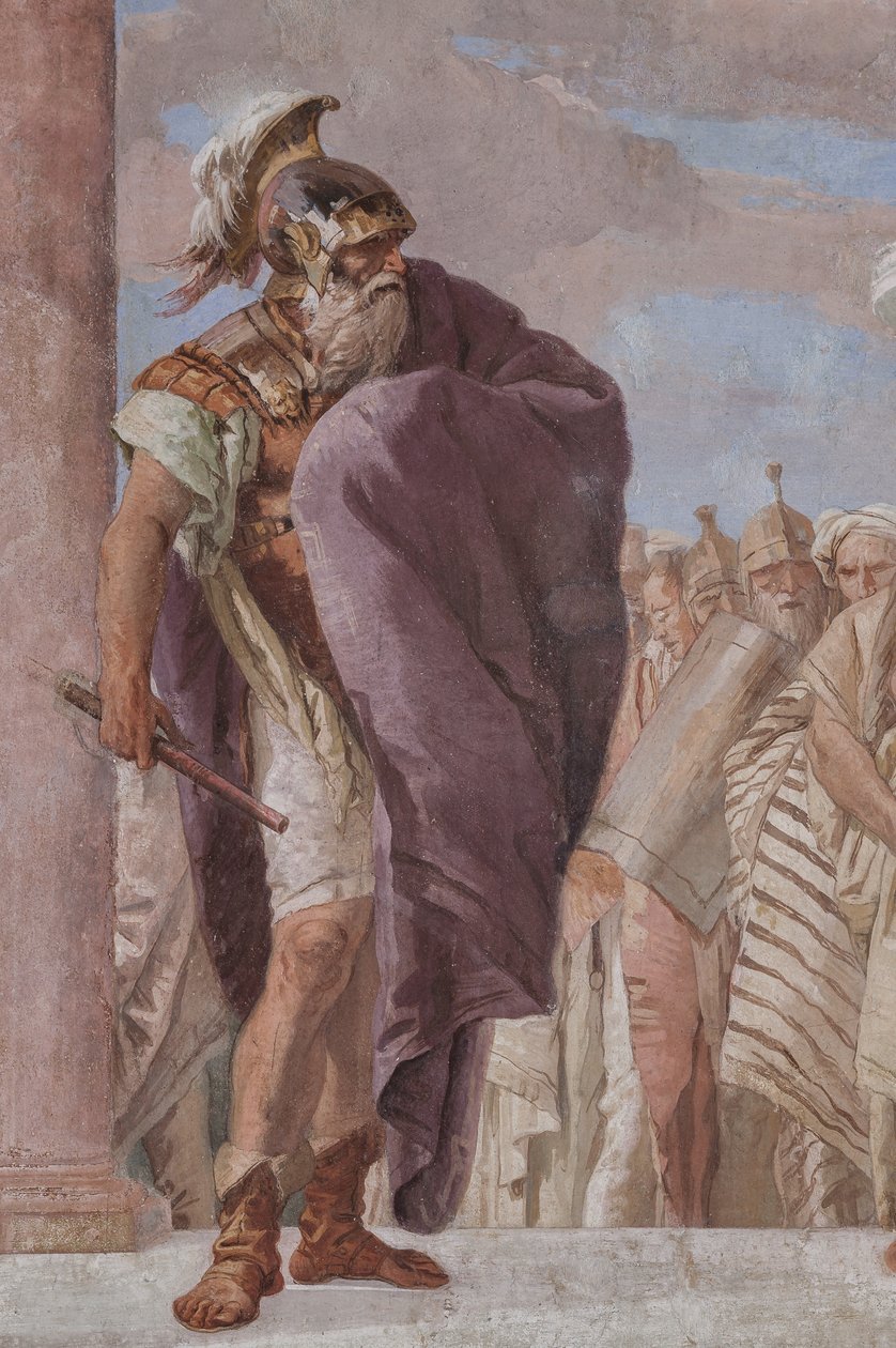 Small Building: view of the first room and its frescoes representing episodes from the Iliad: "Athena prevents Achilles from drawing his sword against Agamemnon" (detail) by Giovanni Battista Tiepolo