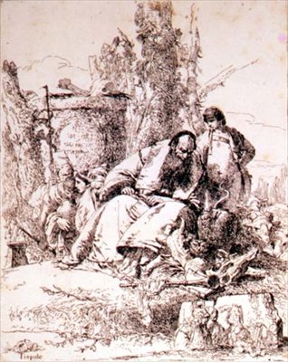 Sorcerer Examining Skulls by Giovanni-Battista Tiepolo