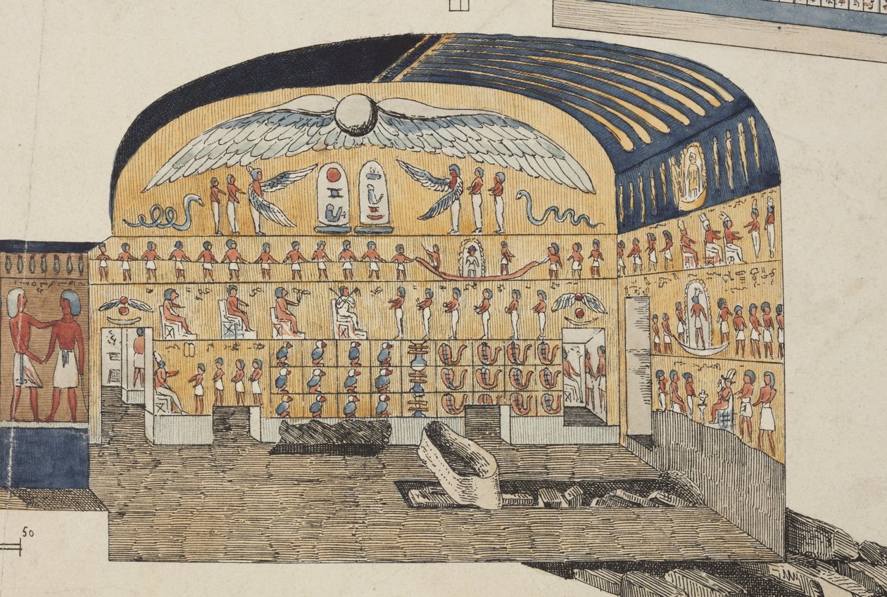 Section of the tomb of Psammuthis in Thebes, discovered and opened by Belzoni in 1818 by Giovanni Battista (after) Belzoni