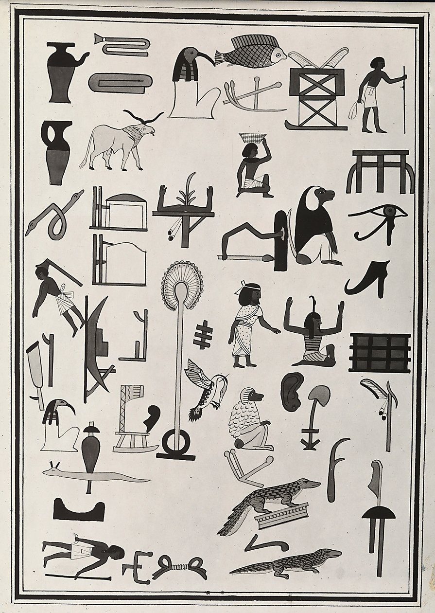 Drawings of the Decorations from Inside the Tomb of Pharaoh Psammetic I, Reproduced in 1817 by Giovanni Battista Belzoni, Housed in the British Museum, London by Giovanni Battista Belzoni