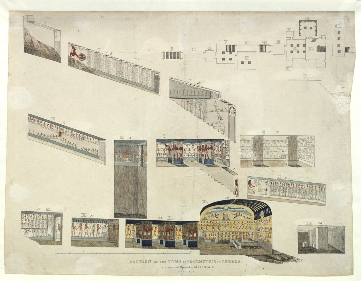 Section of the Tomb of Psammuthis in Thebes, discovered and opened by Belzoni in 1818 by Giovanni Battista Belzoni