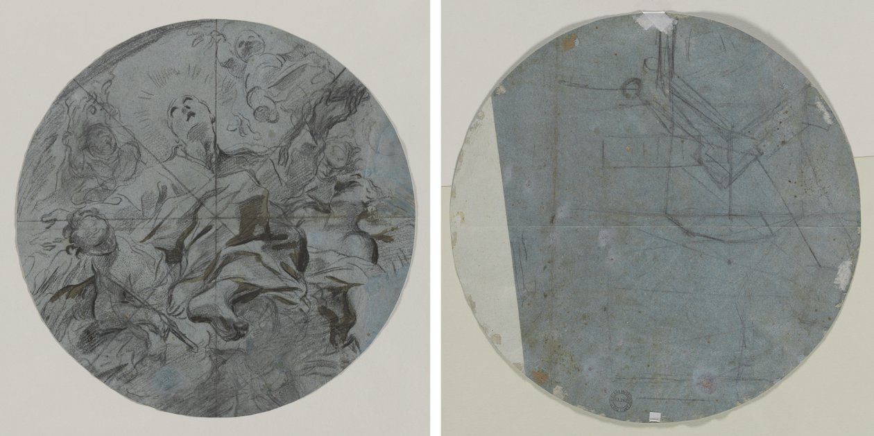 Apotheosis of a Saint (recto); Architectural Sketch(?) (verso) by Giovanni Battista Benaschi
