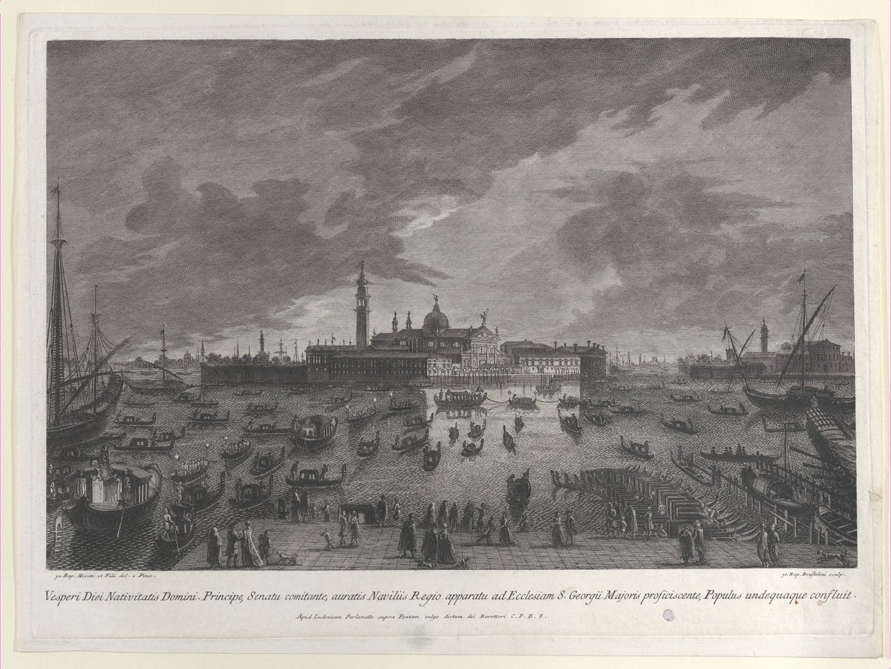 Nocturnal View of the Procession on Christmas Eve of the Doge and Venetian Senate to San G... by Giovanni Battista Brostoloni