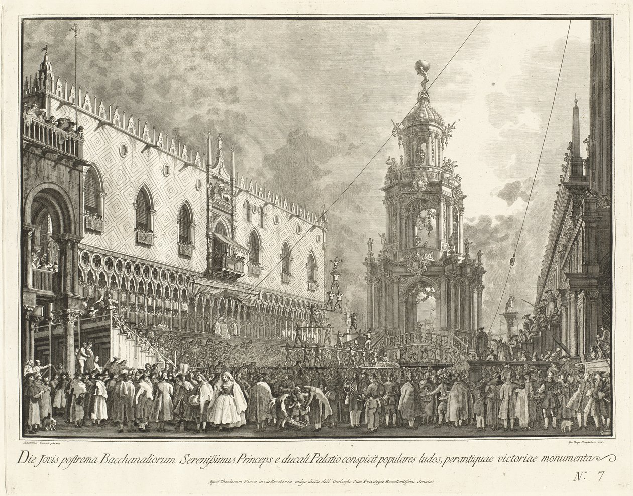 The Doge Attends the Giovedi Grasso Festival in the Piazzetta by Giovanni Battista Brostoloni