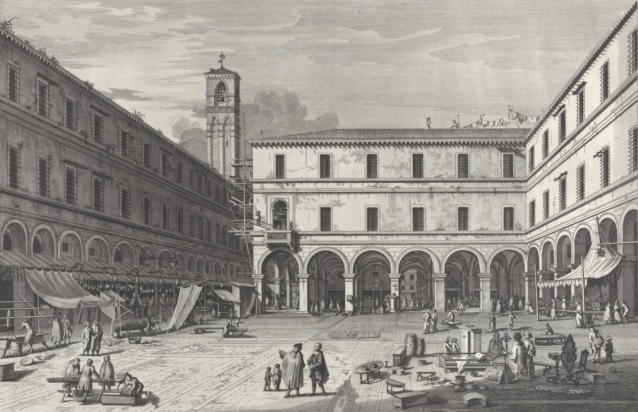 View of the Market Square Near the Church of San Giacomo by Giovanni Battista Brostoloni